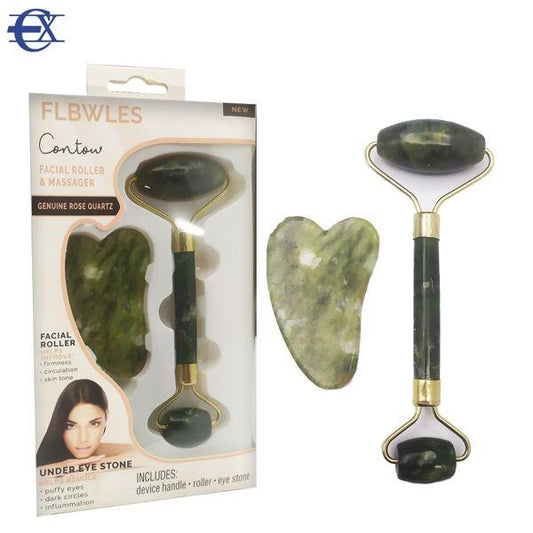 Masajeador Facial - Rodillo de Jade y Piedra Gua Sha